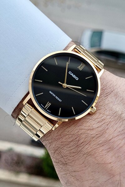 Casio Kadranı Siyah Kordonu Altın Renk 2 Yıl Garantili Erkek Kol Saati
