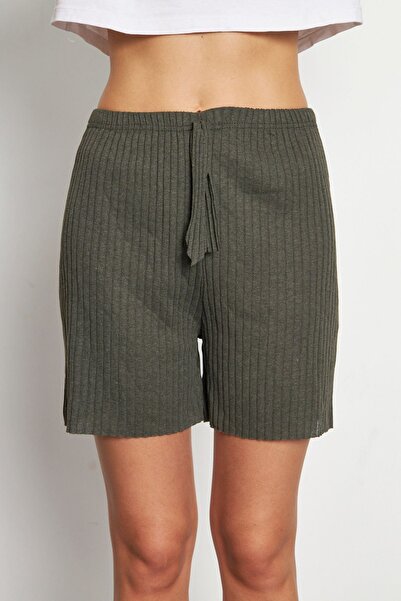 Oyga Χακί Γυναικεία - Κοτλέ άνετα καθημερινά σορτς πιτζάμα