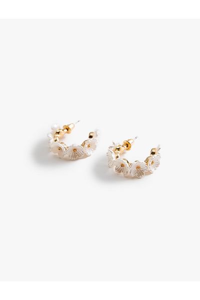 Koton Flower Detailed Half Hoop Earrings