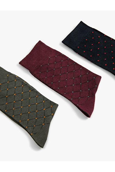 Koton Комплект от 3 чорапа с геометрична шарка