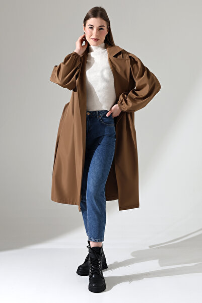 ensade Mevsimlik Kuşaklı Gabardin Trençkot