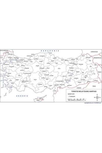 Glanart a3 boy türkiye mülki idare haritası 10 adet