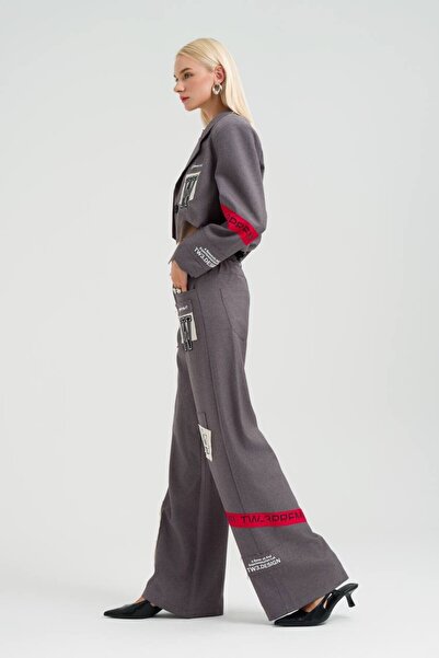 tw3 Παντελόνι με φαρδιά πόδια με στάμπα και ρίγες