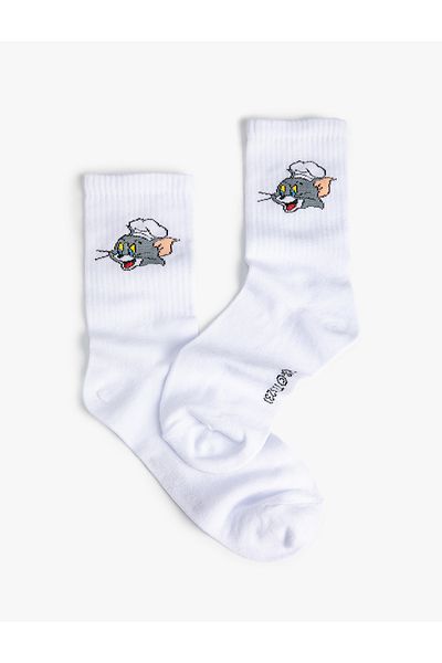 Koton Tom and Jerry Socket Socks Licensed Embroidered
