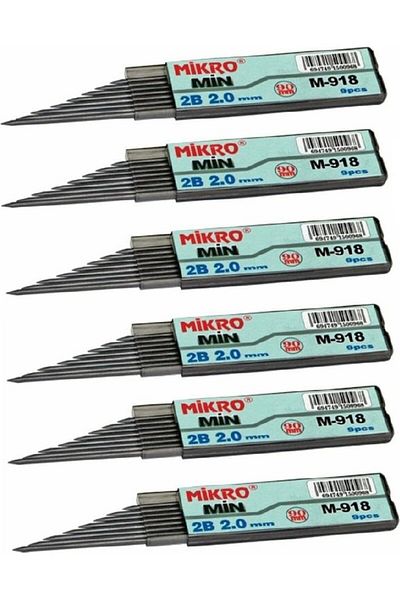 Mikro 2.0mm 2b Black Pen Tip - 6 Pieces