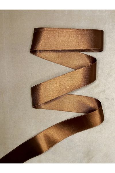 yörük tuhafiye 10 Meters Brown Satin Ribbon - 4 Cm, a Ball Set