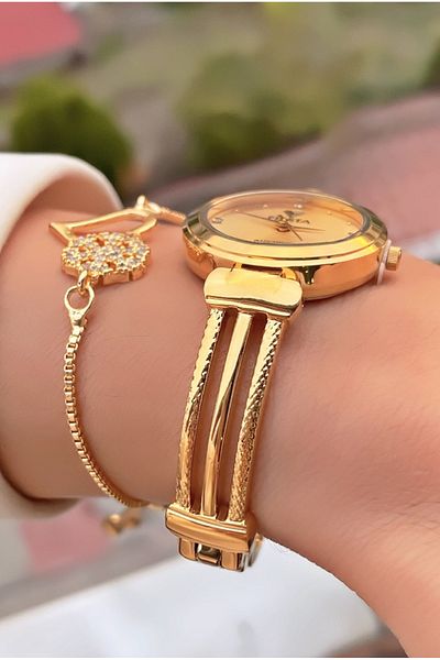Fiesta Gold Yellow Steel Cord Wrist Watch - Bracelet