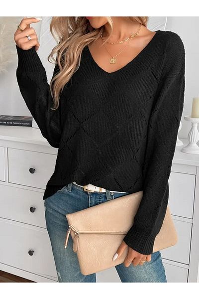 İpeksi Silky Women's Long Sleeve V Neck Knitwear Blouse