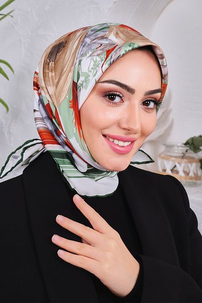 Golden Rose Satin Rayon Patterned Scarf