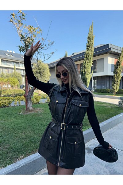 Lady Pixie Vesta din piele premium cu accesorii aurii