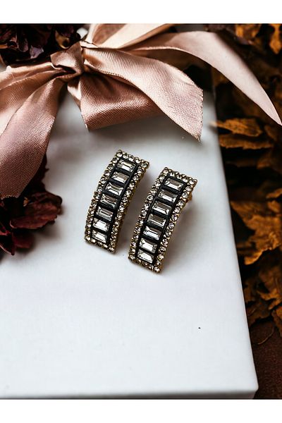FAYRA ACCESSORIES Zircon Stone Diamond Mounted Earrings