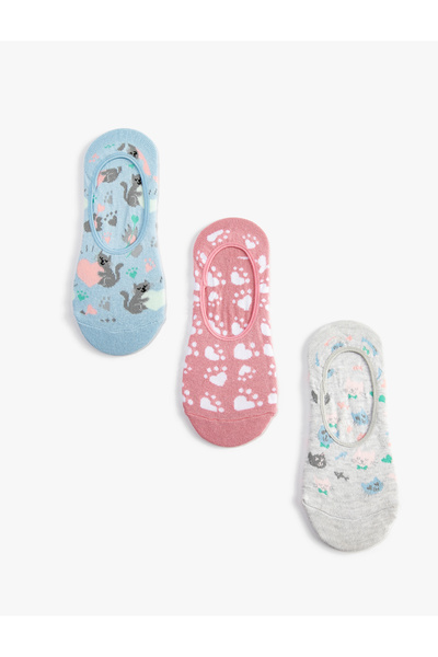 Koton Комплект чорапи тип балерина от 3 части със сърца и животни
