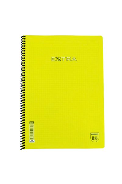 Glanart Striped 72 Sheets Spiral Notebook Plastic Cover A4 Size Yellow