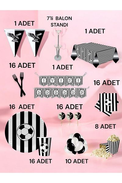 VibeHome 16 People Black and White Fan 2XL Pack - Birthday Party and Fun Events