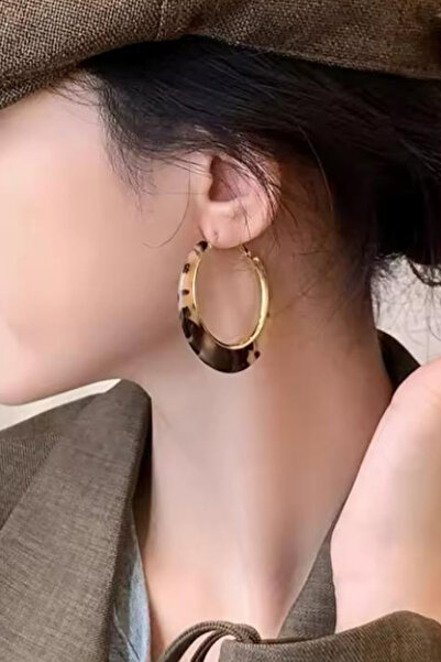 Jaida Moda أقراط نسائية باللون الذهبي الفهد