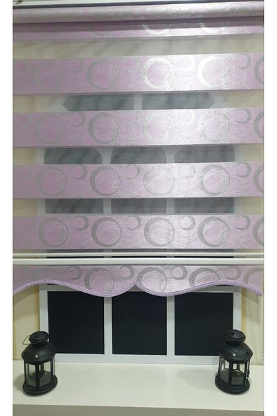 StorBurada Zebra Roller Blinds Ring Pattern Lilac Silver Glitter Skirt Sectional Stb901