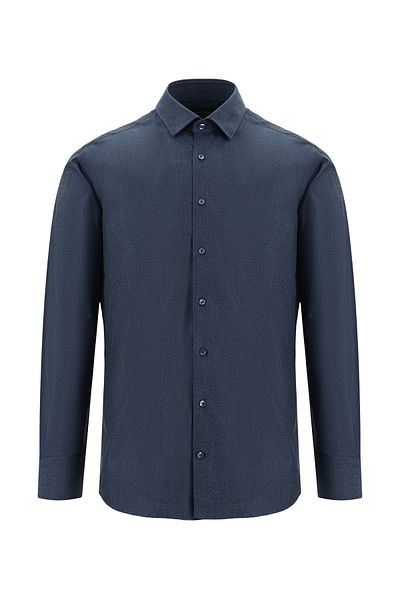 Abdullah Kiğılı Patterned Slim Fit Cotton Shirt - Long Sleeve