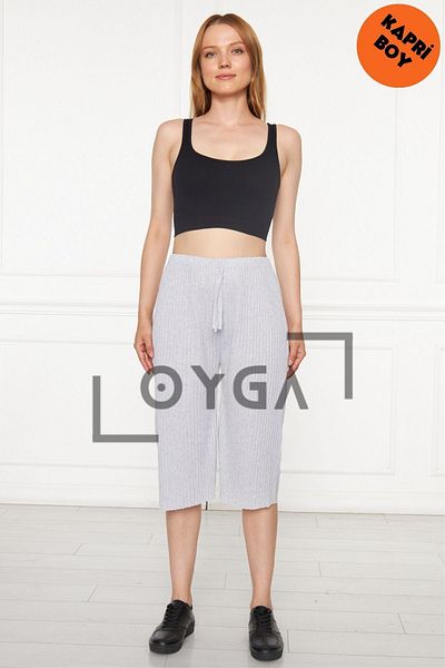 Oyga Pantaloni și pantaloni de trening pentru femei cu nervuri gri - Pijamale casual pentru acasă