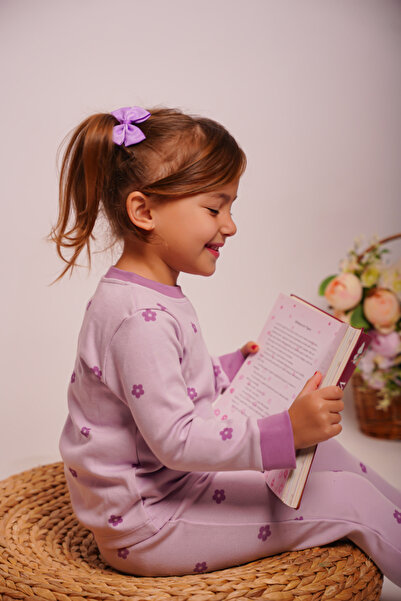 Ninana baby Kız Çocuk Pijama Takımı - Mor Çiçekli-2-4 yaş