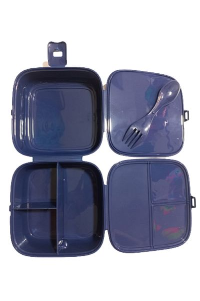 Mikro Navy Blue Colored 4 Compartment Feeding Bowl
