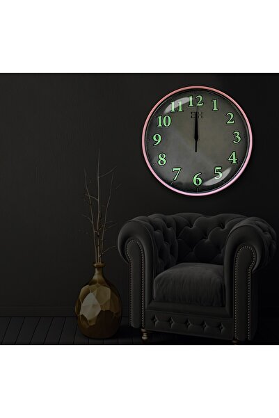 EMYA HOME Fosforlu Duvar Saati Pembe - 29 cm