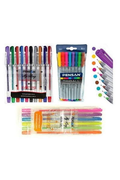Pensan Glitter, Ballpoint, Highlighter Gel Pen Set