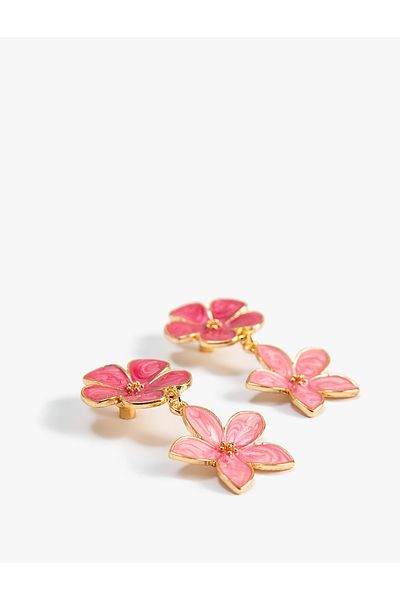 Koton Earrings Floral Enamel Dangle Multicolored