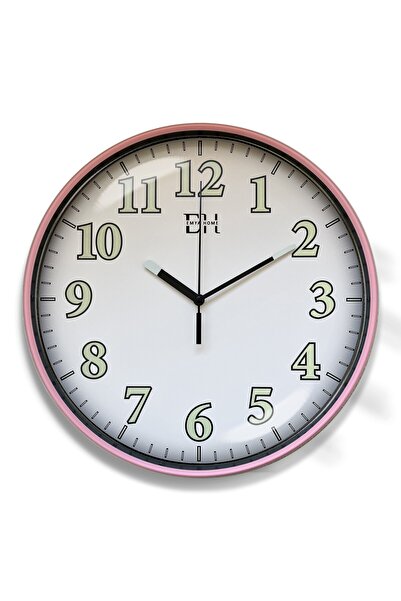 EMYA HOME Fosforlu Duvar Saati Pembe - 29 cm