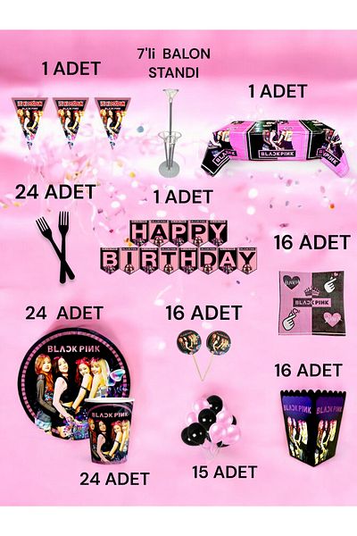 VibeHome Blacpink Themed 2XL Pack for 24 People - Birthday Party & Fun Events