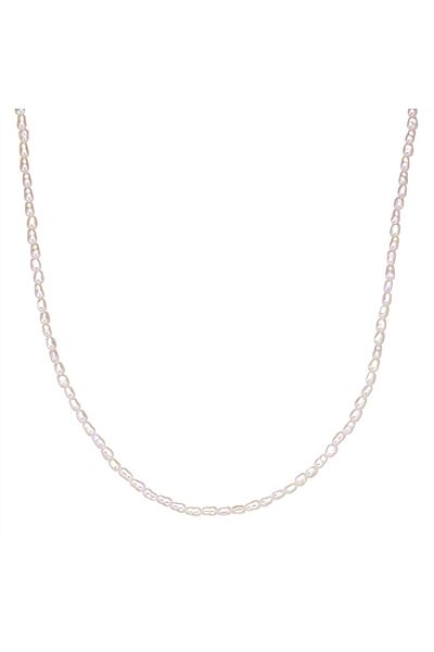 eastside Edelstahlhalskette Kette Edelstahl Gelbgold Perle (SYNTH.) Weiß