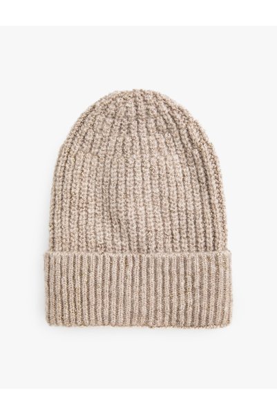 Koton Knitted Ribbed Glitter Beret