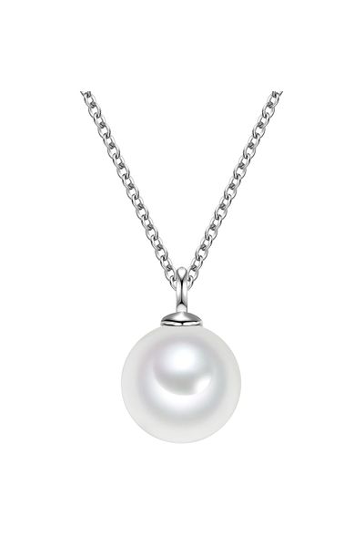 Glanzstücke München Silberhalskette Kette mit Anhänger Sterling Silber Muschelkernperle weiß
