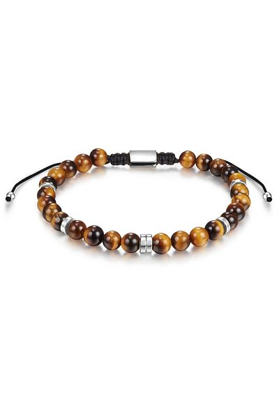 Männerglanz Edelsteinarmband Armband Sterling Silber Tigerauge