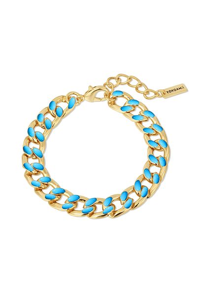 YOKOAMİİ Modeschmuckarmband Armband gelbgold Emaille blau