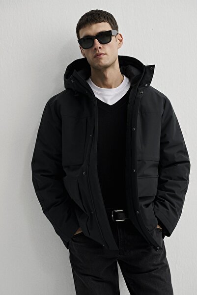 Mavi KAPÜŞONLU CEKET Jet Siyah