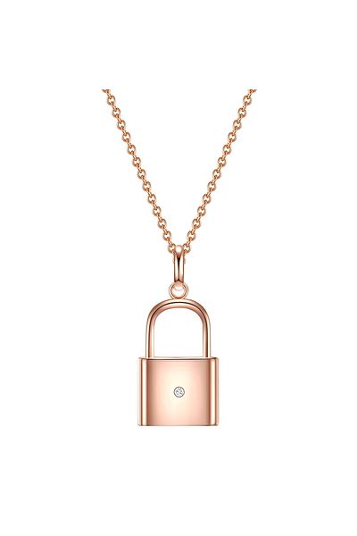 Lulu & Jane Diamanthalskette Kette mit Anhänger Sterling Silber roségold Diamant weiß