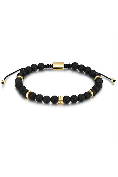 Männerglanz Edelsteinarmband Armband Sterling Silber gelbgold Achat schwarz
