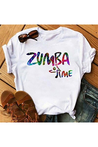 YUNAYT KADIN BASKI DETAYLI OVERSİZE BOL KESİM BİSİKLET YAKALI T-SHİRT