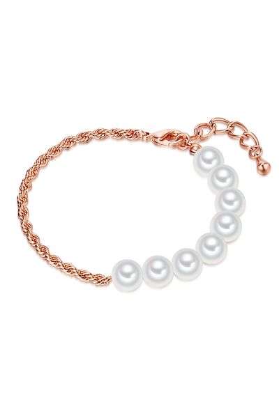 Lulu & Jane Perlenarmband Armband roségold Muschelkernperle weiß