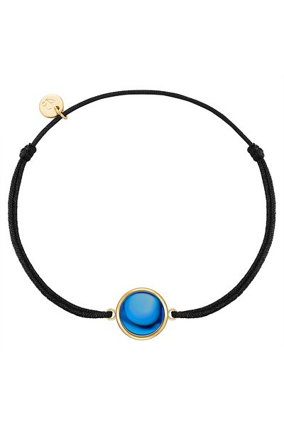 Glanzstücke München Textilarmband Armband Sterling Silber gelbgold Textil (schwarz) Zirkonia blau
