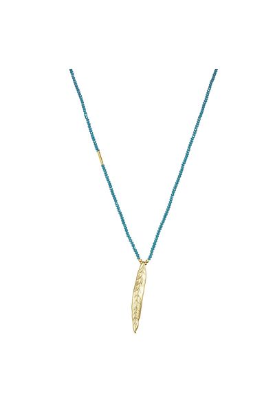 Lulu & Jane Modeschmuckhalskette Kette mit Anhänger gelbgold Kristall türkis