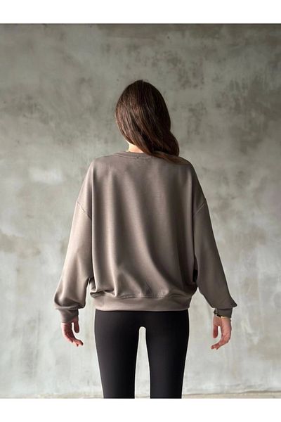 Kokosh moda Hanorac oversize gri Osy Modal Soft Crew Deck