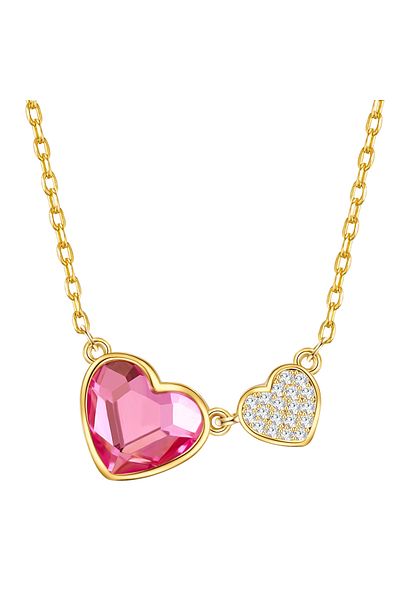 Lulu & Jane Modeschmuckhalskette Kette Mit Anhänger Gelbgold Zirkonia Weiß Rosa