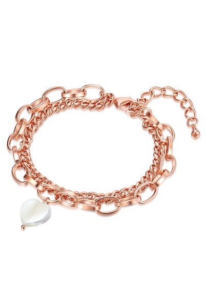 Lulu & Jane Perlenarmband Armband roségold Perlmutt weiß
