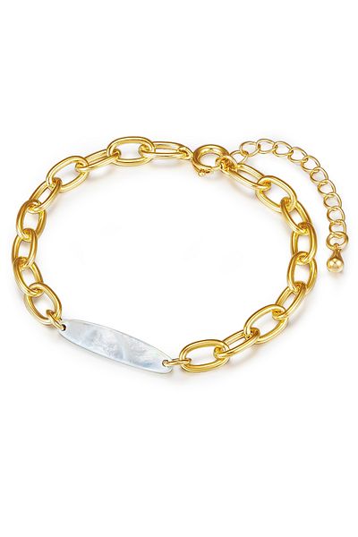Lulu & Jane Perlenarmband Armband gelbgold Perlmutt weiß