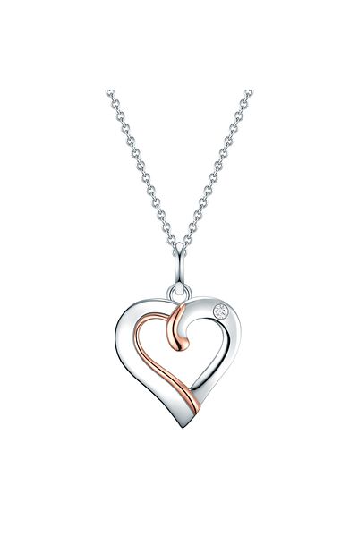 Lulu & Jane Diamanthalskette Kette mit Anhänger Sterling Silber bi-Color Diamant weiß