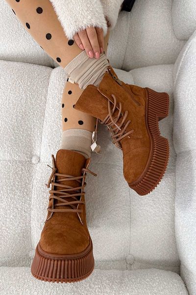 Shoebutik Lazy Tan Suede Μποτάκια