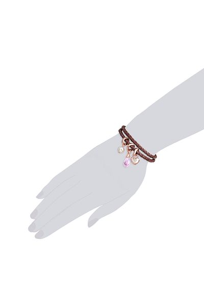 Lulu & Jane Armband mit Kristallen von Swarovski® Armband braun Perle (synth.) weiß verziert mit Kristallen von