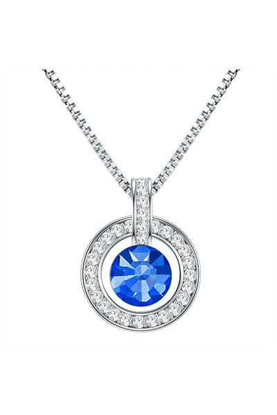 Lulu & Jane Modeschmuckhalskette Kette Mit Anhänger Zirkonia Weiß Preciosa Blau
