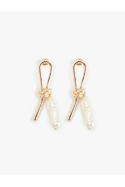 Koton Knot Earrings with Pearl Detail